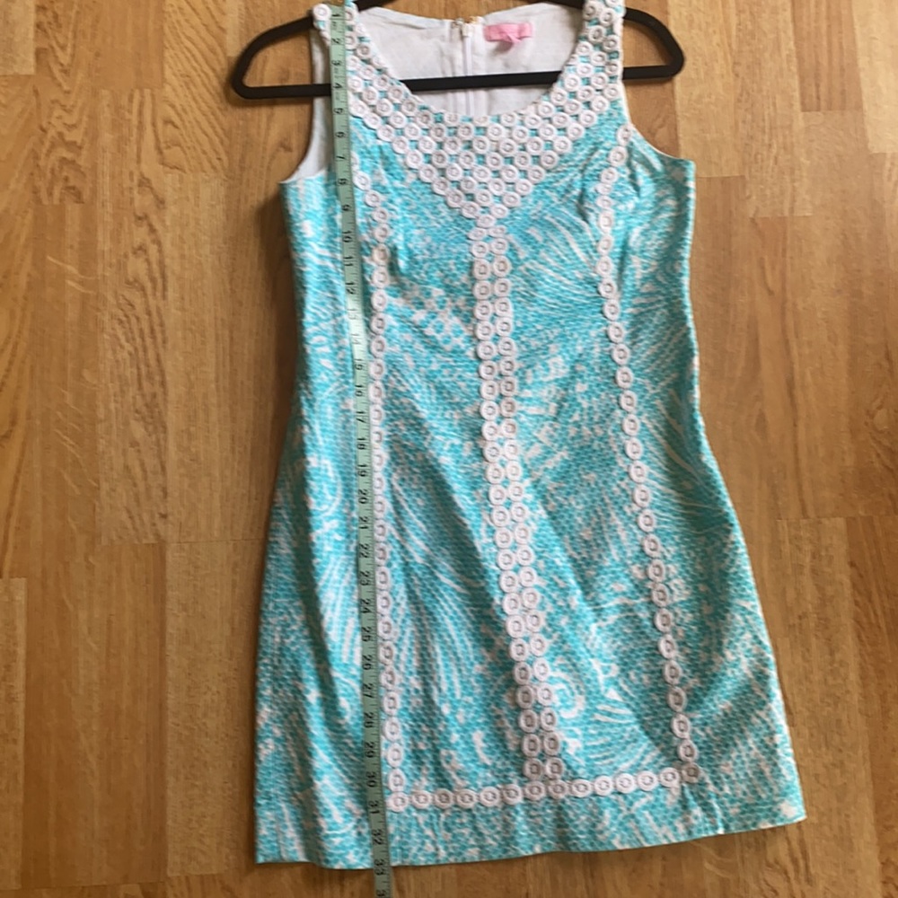 Lilly Pulitzer sleeveless dress 4 Teal blue and white - Picture 5 of 8